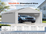 Carport Replacement Canopy, 6x 3.6 m Potable Garage Tent Top Tarp with Sidewalls, UV-Resistant & V952-CKPB12X20FTHX72QR001V0
