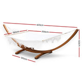 Gardeon Hammock Bed Outdoor Camping Garden Tassel Timber Hammock White HM-TIM-ARC-DOU-TAS-AB