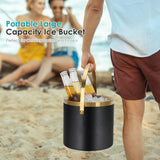 3L Stainless Steel Double-Wall Vacuum Ice Bucket with Lid & Tongs Home & Commercial Champagne V1232-BXGBT-002