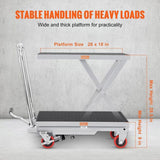 Hydraulic Lift Table Cart, 500lbs Capacity 28.5" Lifting Height, Manual Single Scissor Lift Table V952-DJYYSJPTCHS42SG52V0