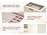 4 Layer Jewelry Box PU Leather Jewellery Organizer Multi-functional Storage Case with Clear Glass V985-JEWELRYORGANIZER