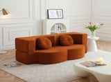 Convertible Folding Sofa Bed / Plush Corduroy Loveseat Couch - Orange V1316-W2353P379629