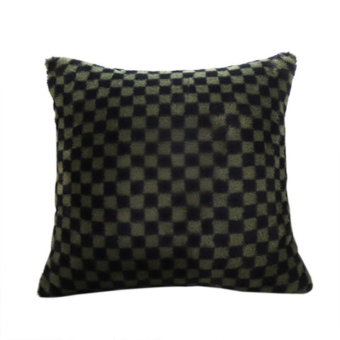 SOGA 45cm Urban Light Luxury Pillow Dark Night Green Checkered Square Throw Pillow FRENCHCUSHION238