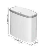 Bathroom Trash Can, Slim Garbage Bin with Press Top Lid, Bathroom Garbage Can Bin Under Desk/Sink V1366-AZ2-W-12652