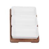 Snack Serving Tray Coffee Ceramic Segmented Long Strip Dishes Set with Bamboo Pallets for Cookies V1294-YM0523-3118220075611