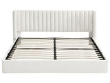 Artiss King Bed Frame with Gaslift Storage USB Type-C Charging Ports Velvet Upholstery White BFRAME-G-RITA-K-WH-ABC