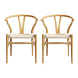 1 Set of 2 Artiss Dining Chairs Wooden Rattan Seat Wishbone Back MO-DIN-B-01-RAT-WDX2