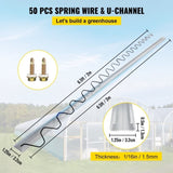 Spring Wire and Lock Channel, 2m Lock & U-Channel Bundle for Greenhouse, 50 Packs PE Coated V952-YMCKCTZLHJ250046ZV0
