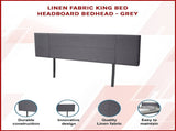 Linen Fabric King Bed Headboard Bedhead - Grey V63-800757