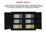 Two-Door Metal Short Cabinet Shelf Storage for Home Office Gym V63-844401