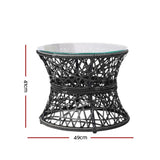 Gardeon Outdoor Lounge Setting Papasan Chair Wicker Table Garden Furniture Black ODF-PAPASAN-CHTB-BK