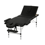 Zenses Massage Table 65cm Portable 3 Fold Aluminium Beauty Bed Black MT-ALUM-GA301-BK-65