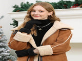 Warm women's winter gloves with thermal fleece text Black M V1259-DP01-A-1574
