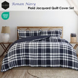 Ardor Ronan Navy Plaid Jacquard Quilt Cover Set King V442-INT-QUILTCS-RONAN-NAVY-KI