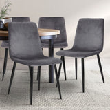 Artiss Dining Chairs Set of 4 Velvet Horizontal Slope Grey MO-DIN-03-VEL-GYX4