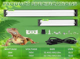 T5 UVB Reptile Light Fixture Combo Kit 8W, 10.0 UVB Light for Reptiles,Hood Comes with Desert US V1192-AZ-W-20897