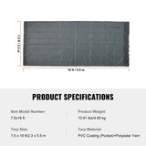 VEVOR Dump Truck Mesh Tarp, 7.5x18 ft, PVC Coated Black Heavy Duty Cover with 5.5" 18oz Double V952-KPVC75X1818OZAC5IV0