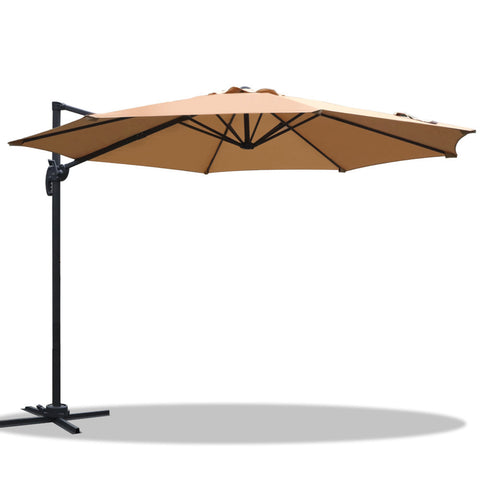 Instahut 3m Outdoor Umbrella Cantilever 360 Degree Tilt Beach Roma Beige UMB-ROMA-8RIB-BG