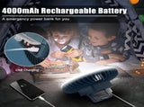 2PCS Portable Camping Fan with LED Lantern USB Rechargeable Waterproof Tent Fan with Hanging Hook V1192-AZ-W-11349