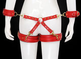 Adjustable PU Leather X-Harness Restraint Set with Cuffs - Playful Bondage Accessory V888-ELOSUNG29426