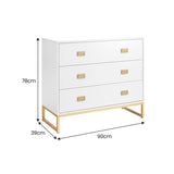 Sarantino Amara Chest of Drawers Tallboy Dresser in White Gold CHE-90L-05-WHG