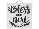 Handcrafted Monochrome Bless Our Nest Wall Art 30x2cm V637-33777WAL