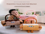 Brown Puppy 80*100cm Cartoon Hand-Carry Roll-Up Blanket - Plush Flannel Nap Blanket with Pillow V888-ELOSUNG50619