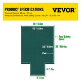 Pool Safety Cover Fits 16x32ft Rectangle Inground Safety Pool Cover Green Mesh with 4x8ft Center End V952-YYCM16X32JZYTYCG1V0