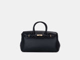Chrisbella Elodie Leather Satchel-Black V999-GD012503069-BLACK