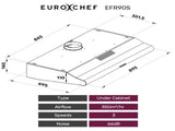 EUROCHEF 90cm Fixed Stainless Steel Rangehood, Quiet 3-Speed, 4-Layer Dishwashable Filters, Halogen V219-RGHFIXEC97FA