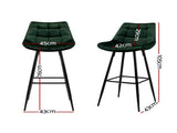 Artiss 2x Bar Stools Velvet Chairs Green BA-K-0222-GRX2