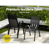 Gardeon 5PC Outdoor Dining Set Table and Chairs Patio Furniture Bistro Set Garden Black FF-DINING-140-5PCS-BK