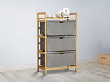 Bamboo Shelf with Storage Hamper Wooden Organiser with 3 Laundry Bags V63-838251