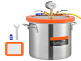 5 Gallon Vacuum Upgraded Tempered Glass Lid Vacuum Degassing 304 Stainless Steel V952-JSZKTJS5GALLH3CGUV0