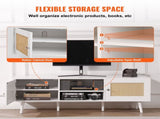 Rattan TV Stand for 65 inch TV, Boho TV Stand with Rattan Door, Entertainment Center with Build-in V952-TBDSJ55YCBSL3PJVTV3