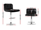 Artiss 2x Bar Stools Leather Gas Lift Black BA-TW-NEW1055-BKX2