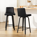 Artiss Bar Stools Kitchen Leather Barstools Swivel Wooden Chairs X2 BA-TW-8836-BKX2-AB