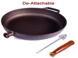 Pre-Seasoned 29cm Cast Iron Fry Pan Cookware Heat-Resistant Wooden Handle V324-CRPAN29CM