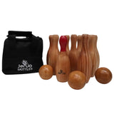 Natural Wooden Skittles Game Set with Carry Bag - 9 Hardwood Skittles and 3 Wooden Balls V178-68946