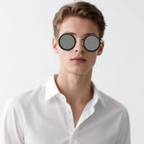 Adjustable Tint Polarized Round Sunglasses for Men ND9 Stepless 1 to 9 Gears Transition Lens V1366-AZ2-W-16593