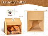 60pcs Kraft Bakery Bags with Thank You Stickers,10.5x6.2x4.7 Inches Sourdough Bread Bags with Tin V1258-DP02-C-712