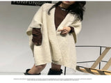 Beige Premium Knitted Wool Blend Poncho - Elegant Thickened Drape Shawl & Cape Cardigan Coat V888-ELOSUNG49407