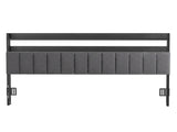 Artiss King Headboard Charging Station Storage LED Light Grey Upholstered BED-HEAD-ZAK-K-BK