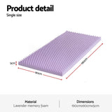 Giselle 5cm Memory Foam Mattress Topper Lavender Infused Egg Crate Pad Mat Single MATTRESS-TOP-EC-5LA-S