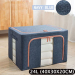 Foldable Storage Box Crushed Steel Frame Clothes Quilt Toys Organizer 24L V201-W12783614