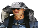 Wide Brim Sun Hat with 2 Solar Fans, Hat with Neck Flap, Men's Wide Brim Solar Fan Outdoor V1366-AZ2-W-12854