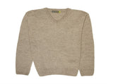 100% Shetland Ragg Wool V Neck Knit Jumper Pullover Mens Sweater Knitted - Oat Marle - M V563-SW-VN-OATMRL03-M