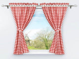 2 pcs Set Perforated Opaque Curtains With 2 Tiebacks Plaid Pattern Window Decoration For Bedroom V1188-MS-227-1227