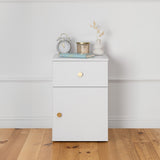 PORTO BEDSIDE TABLE - WHITE - SLIM - ROUND BRASS V164-ECS13WTB06G