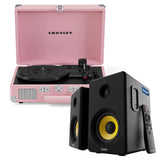 Crosley Cruiser Bluetooth Portable Turntable - Blush Pink Bundled Majority D40X Bluetooth Speakers V398-CR8005EMY-BH4